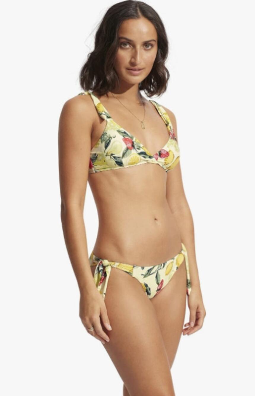 SEAFOLLY Wrap Front Bralette & Bikini Bottom Set 4(Top) 2(Bottom) Lemoncello NWT